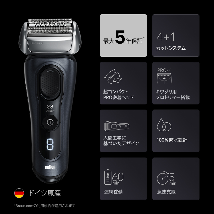 BRAUN（ブラウン） 電気シェーバー 8617S シリーズ8 充電スタンド
