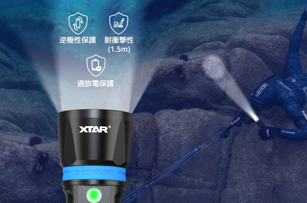 XTAR DH1 ダイビングLEDライト LED 懐中電灯 水中 IPX8 1600ルーメン
