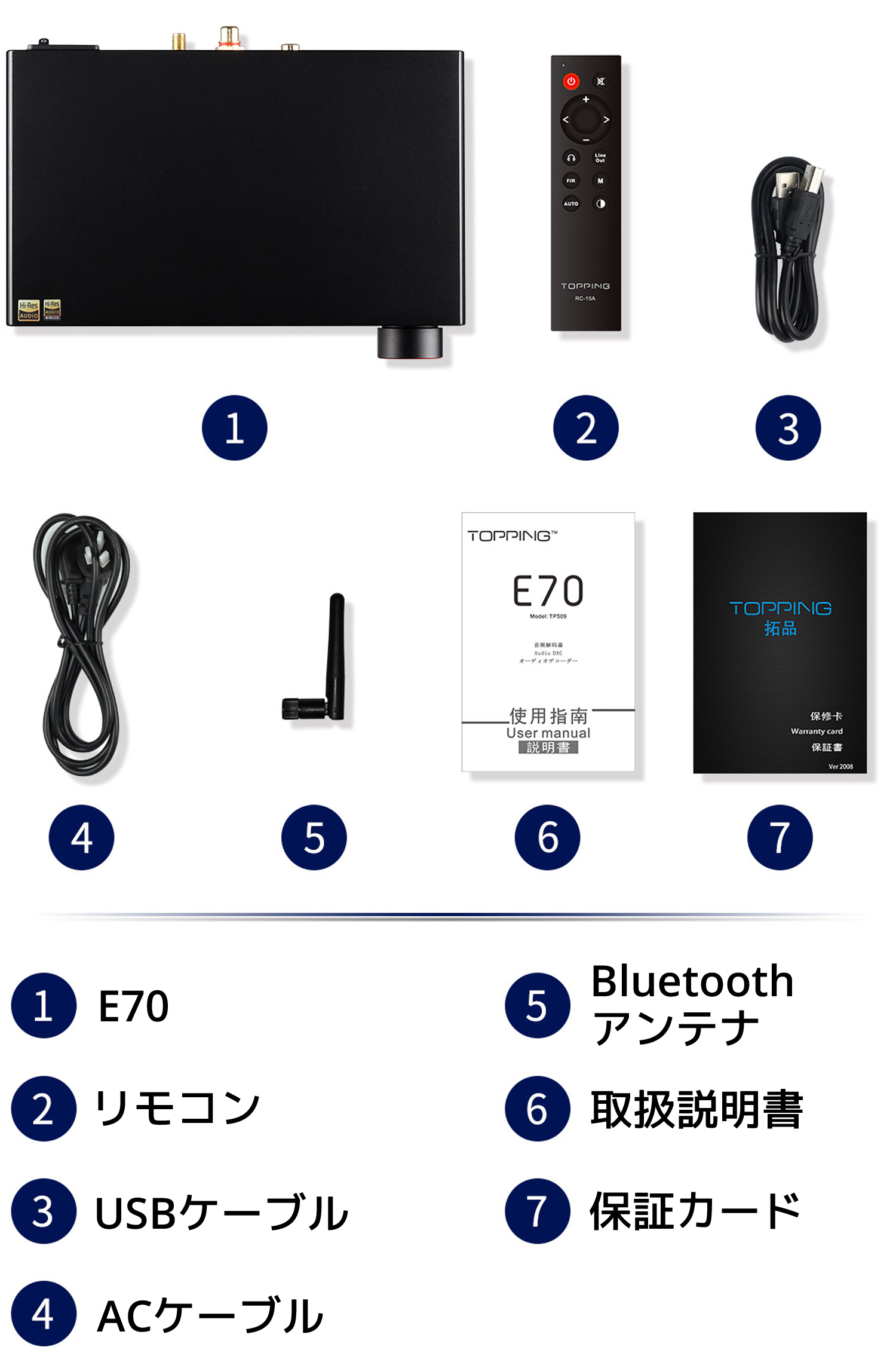 Topping E70 USB DAC フルバランス ダック トッピング Bluetooth5.1