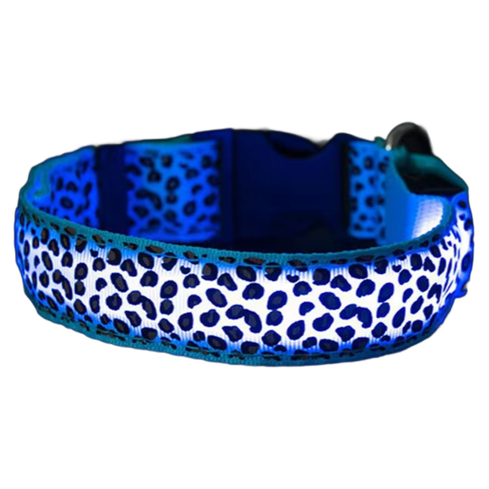 光る 首輪 ヒョウ柄 犬 LED 電池 バッテリー 調整可能 点灯 ペット用品 キラキラ 大型犬 猫 超小型犬 光る首輪 発光首輪 豹 ひょう 柄 夜 夜道 かわいい |  | 01