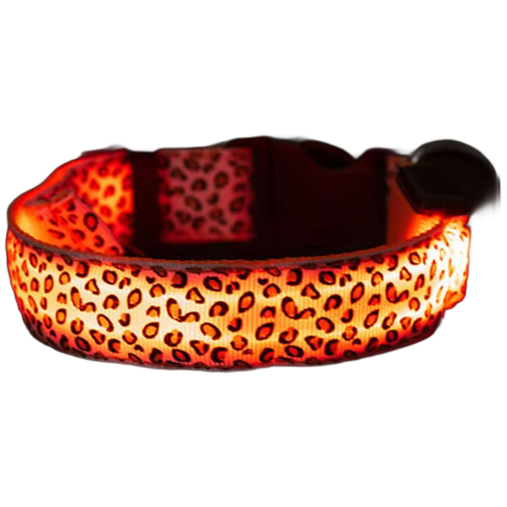 光る 首輪 ヒョウ柄 犬 LED 電池 バッテリー 調整可能 点灯 ペット用品 キラキラ 大型犬 猫 超小型犬 光る首輪 発光首輪 豹 ひょう 柄 夜 夜道 かわいい |  | 04