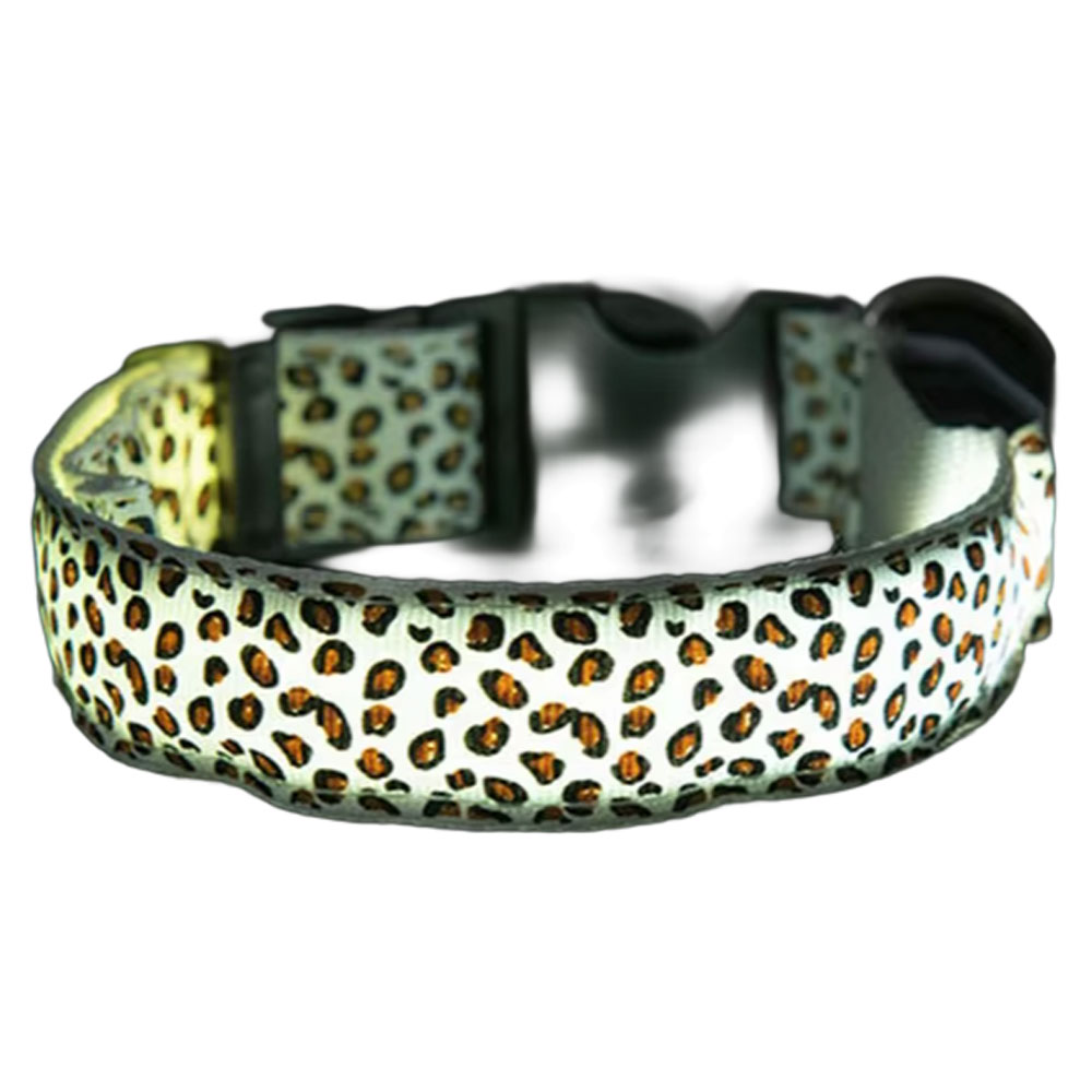 光る 首輪 ヒョウ柄 犬 LED 電池 バッテリー 調整可能 点灯 ペット用品 キラキラ 大型犬 猫 超小型犬 光る首輪 発光首輪 豹 ひょう 柄 夜 夜道 かわいい |  | 02
