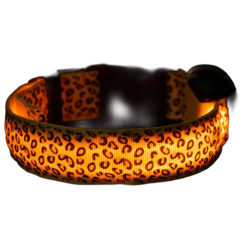 光る 首輪 ヒョウ柄 犬 LED 電池 バッテリー 調整可能 点灯 ペット用品 キラキラ 大型犬 猫 超小型犬 光る首輪 発光首輪 豹 ひょう 柄 夜 夜道 かわいい |  | 05