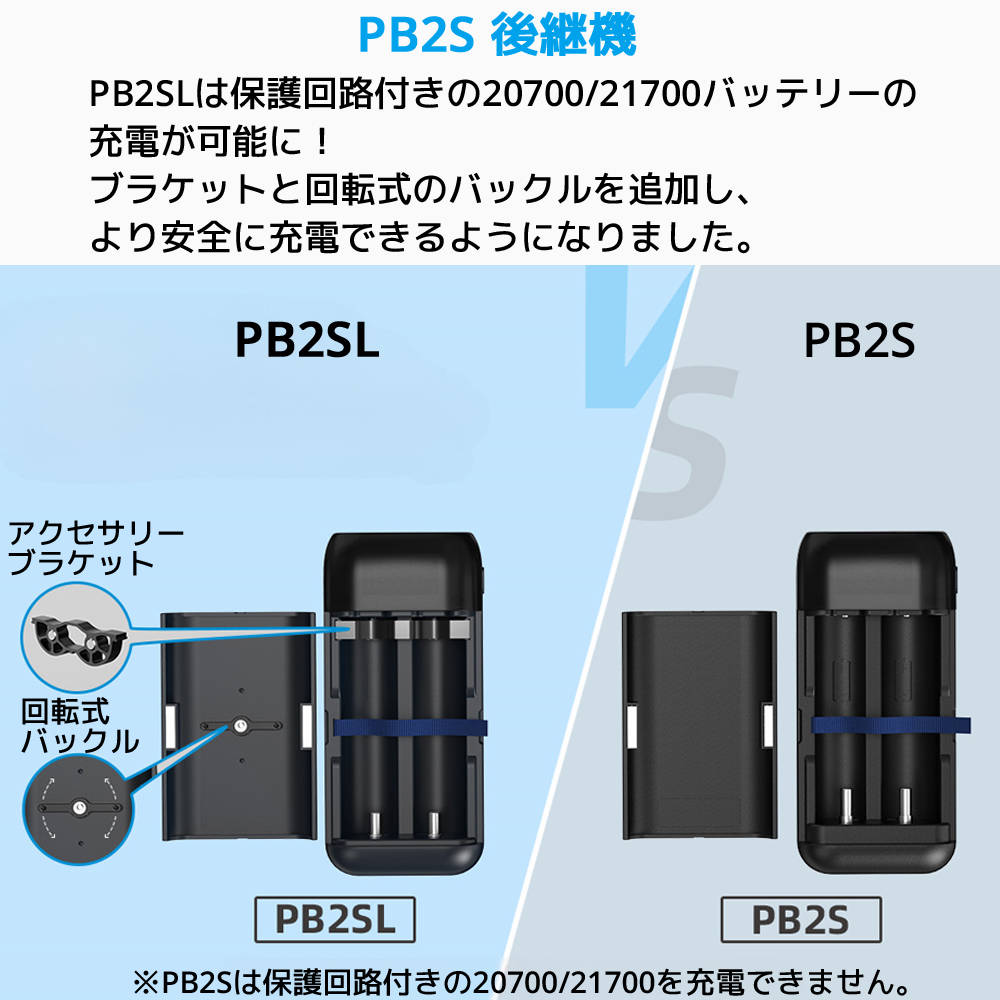 XTAR PB2SL 18650 18700 20700 21700 リチウムイオン 電池 充電