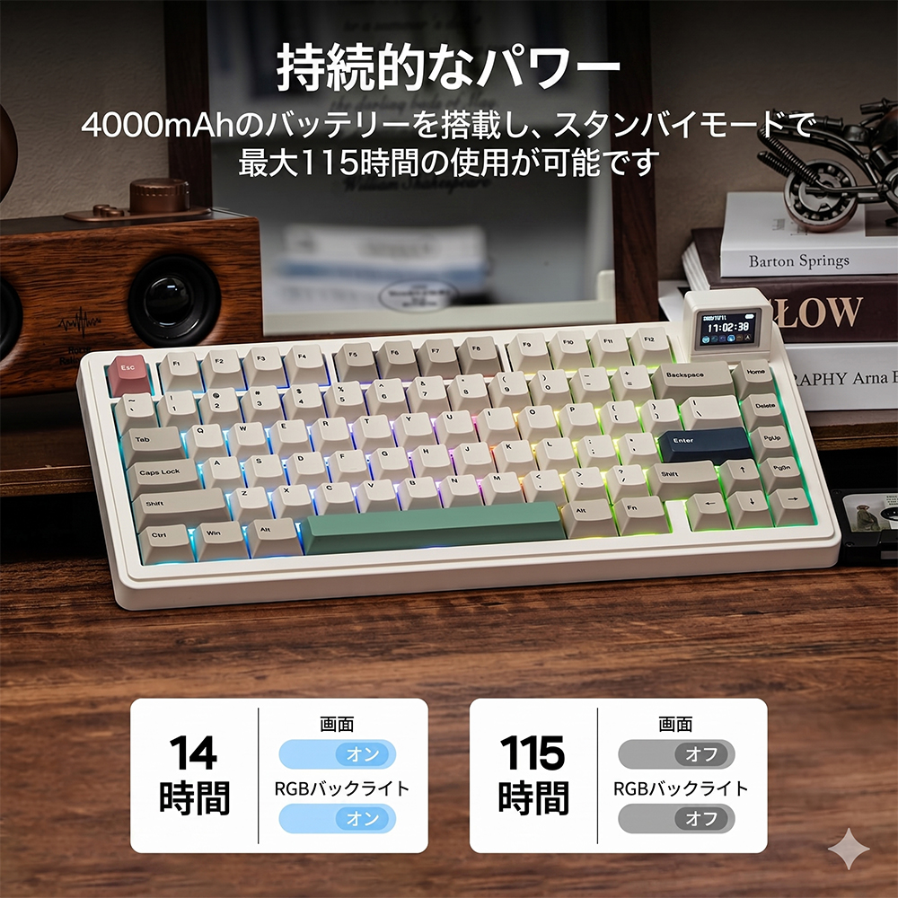 メーカー保証】Epomaker エポメーカー RT82 レトロホワイト メカニカル