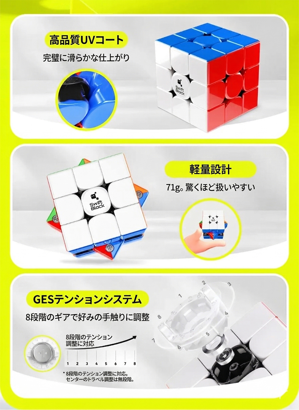 3ヵ月保証 GANCUBE サブブランド Swift Block 3x3 Super Maglev