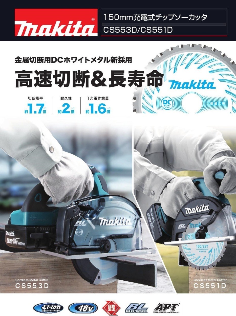 マキタ 150mm充電式チップソーカッタ 18V(6.0Ah) CS553DRGXS セット品（6.0Ahバッテリ×2・充電器・ケース付き） :  cs553drgxs : 俺の道具 - 通販 - Yahoo!ショッピング