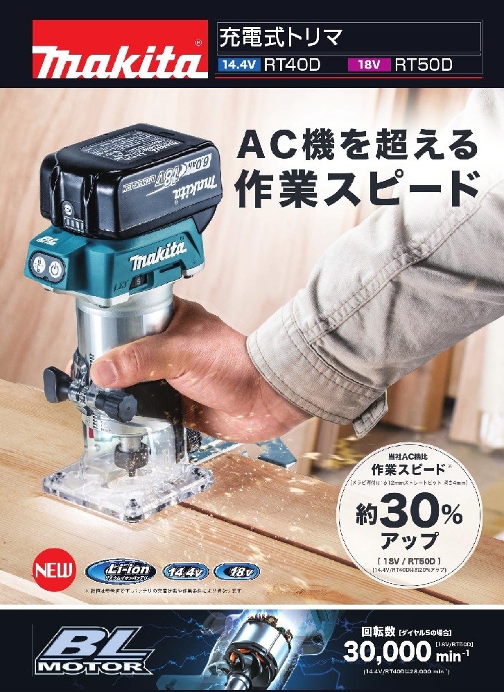 マキタ 充電式トリマ 14.4V (6.0Ah) RT40DRGセット品 : rt40drg : 俺の