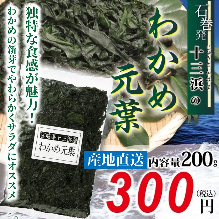 【宮城県十三浜産】わかめ元葉（200ｇ）産地直送 わかめの新芽 やわらかい サラダにオススメ ヘルシー おいしい！ :wk-003:おがる - 通販  - Yahoo!ショッピング