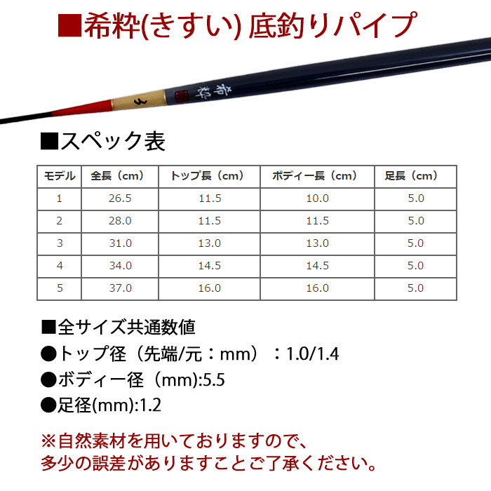 へら浮き 希粋(きすい)カヤ 底釣りパイプ 1〜5号 単品(10204