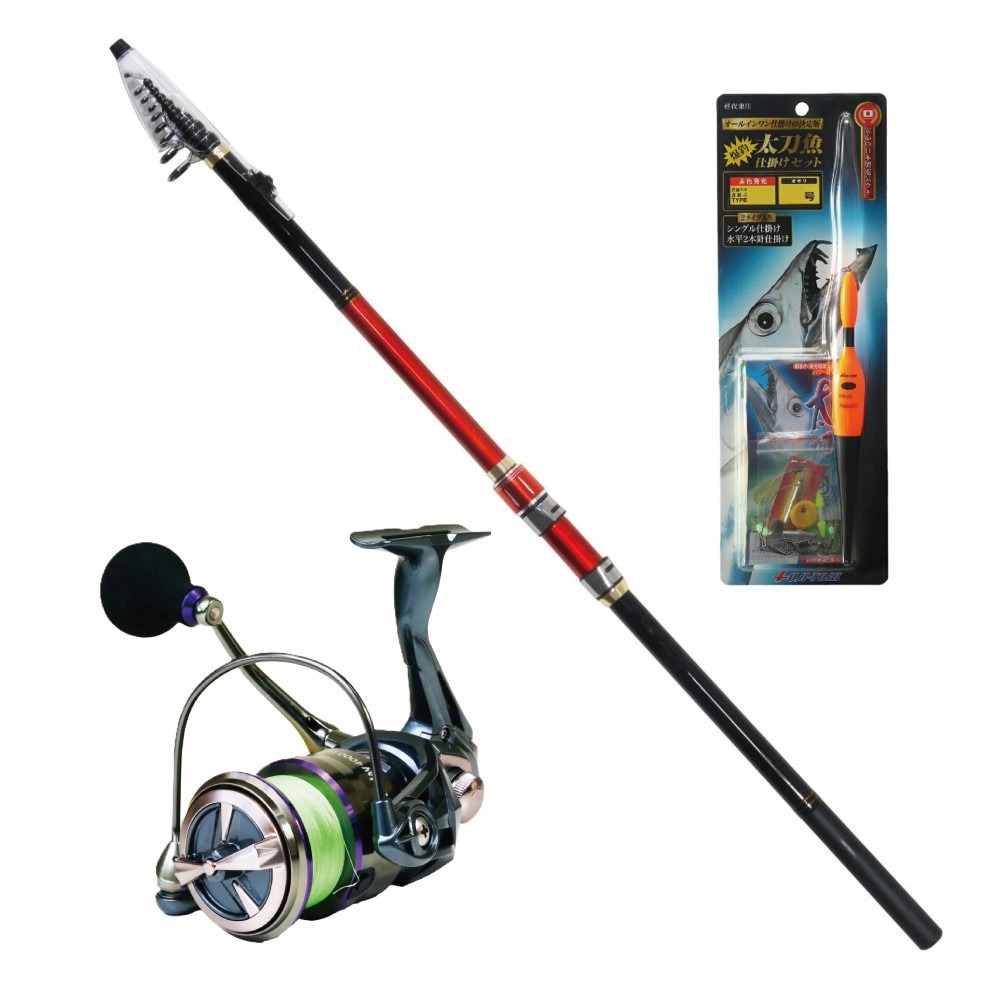 フライデー磯遠投 3-360 ＆ PEライン付スピニングリール フライデー3 XE4000 1.5号200 ＆ 太刀魚仕掛けセット (hatotachiset-005)爆買