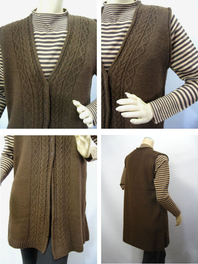 日本製 ベスト ジレ チュニック 毛混 ウール混 ロングベスト