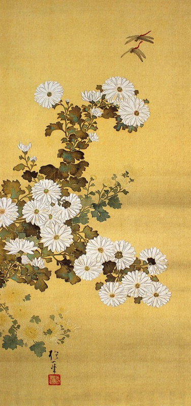 7.伊勢物語東下り・牡丹菊図(左)