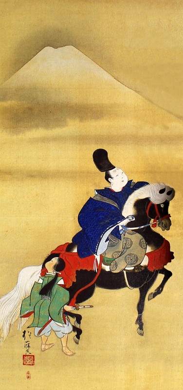 8.伊勢物語東下り・牡丹菊図(中)
