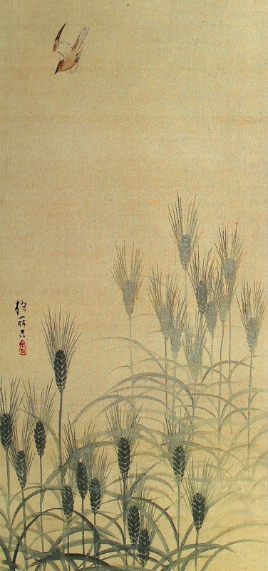 19.麦穂菜花図(左隻)