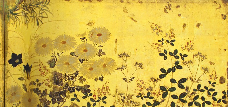 53.槙に秋草図屏風(右隻)