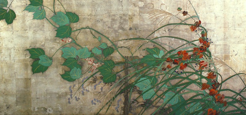 54.夏秋草図屏風(左隻)