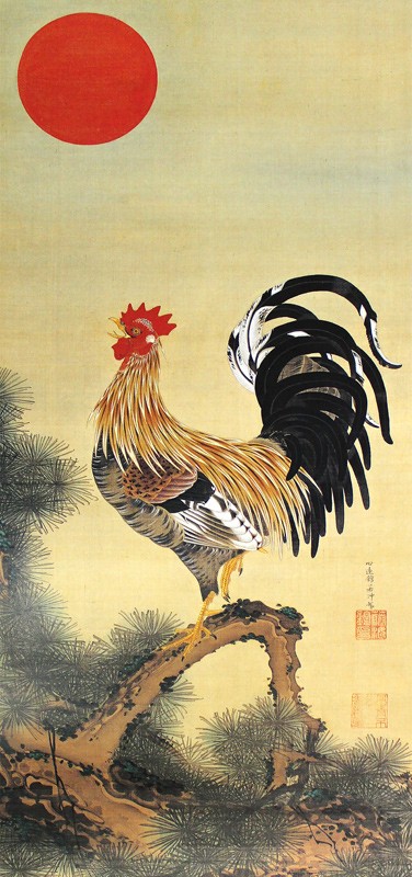 3.旭日雄鶏図
