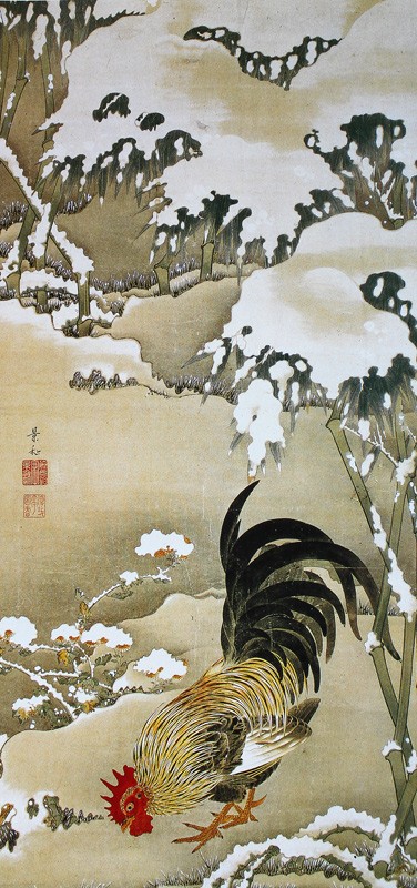 7.雪中雄鶏図