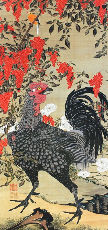 8.南天雄鶏図