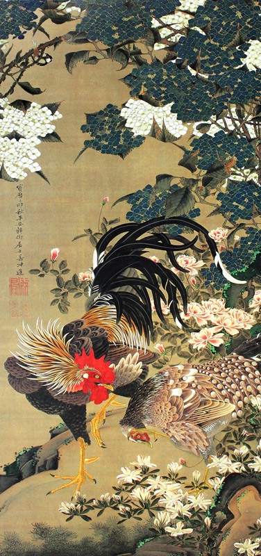 11.紫陽花双鶏図2