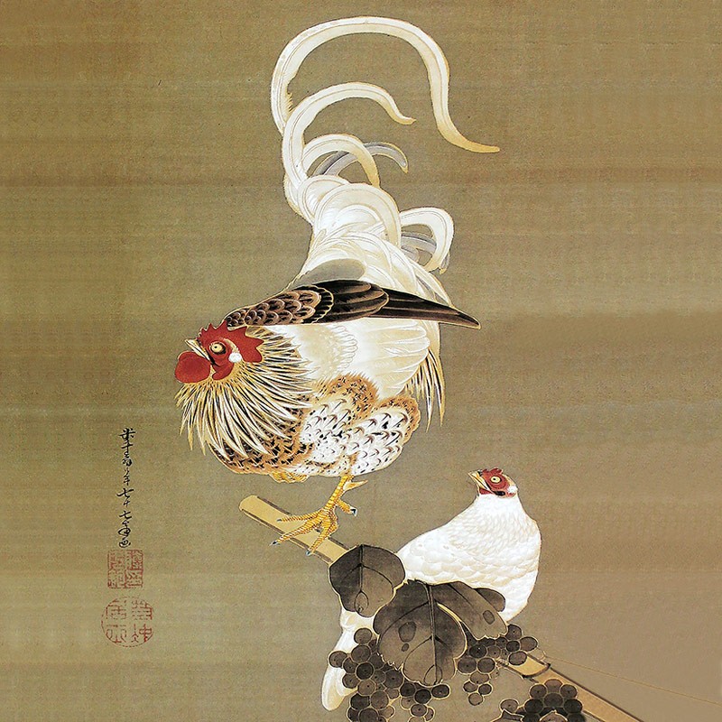 10.葡萄双鶏図