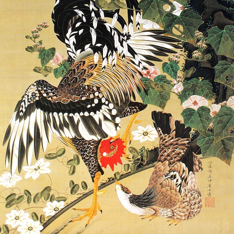 11.芙蓉双鶏図