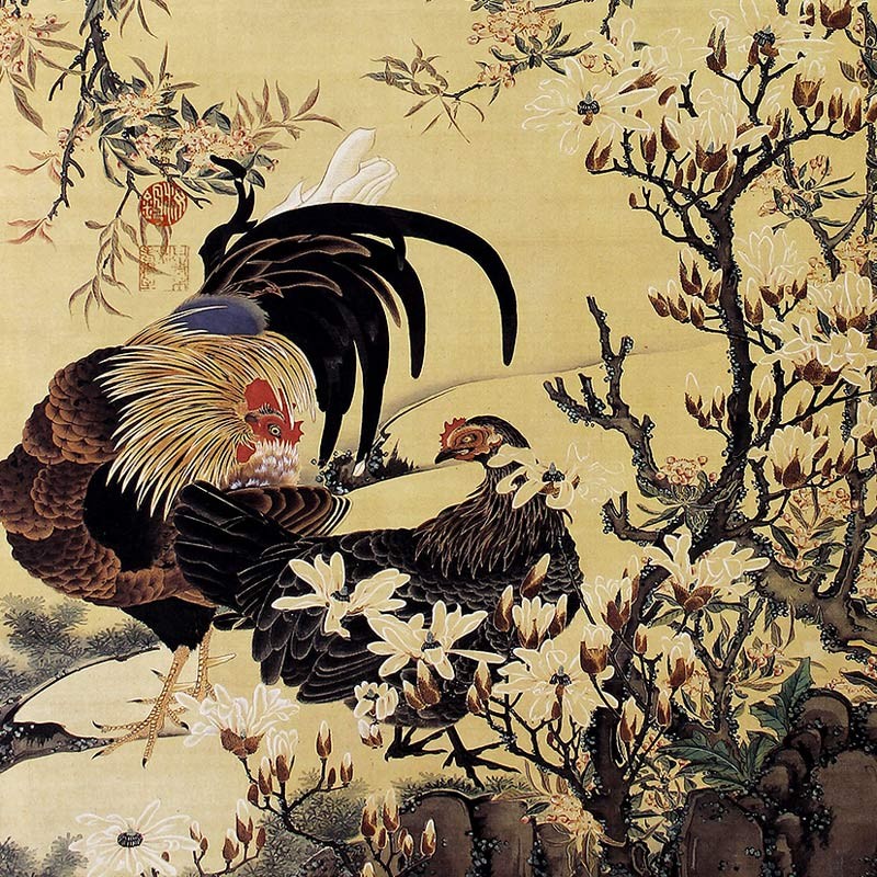 12.花卉双鶏図