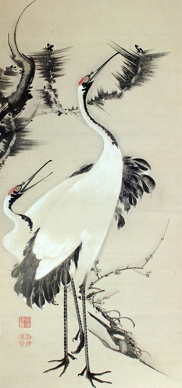 24.松梅双鶴図