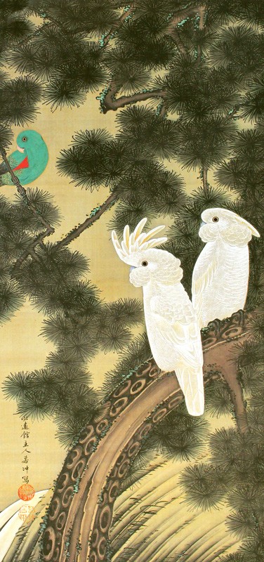 28.老松鸚鵡図
