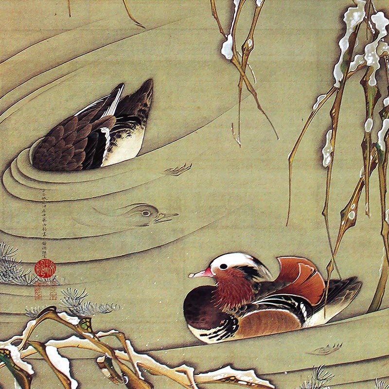 22.雪芦鴛鴦図