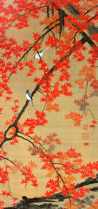 38.紅葉小禽図