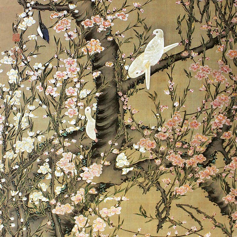 34.桃花小禽図