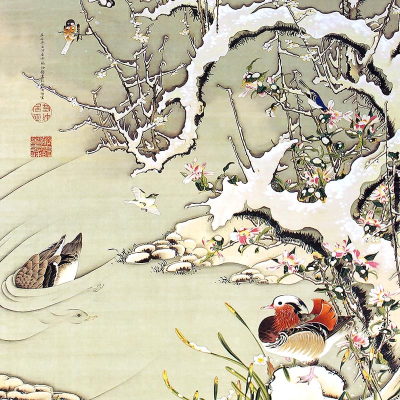 37.雪中遊禽図