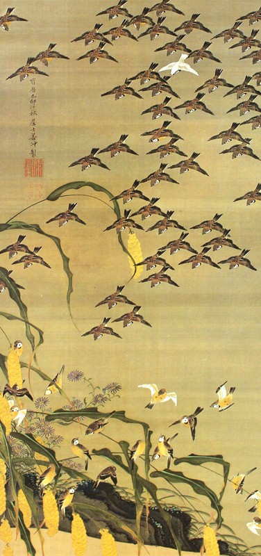 45.秋塘群雀図