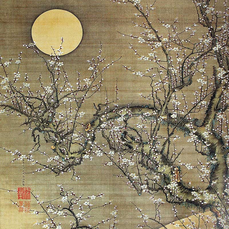 46.月夜白梅図