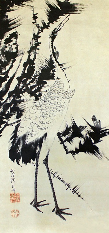 78.竹梅群鶴図2(双幅)