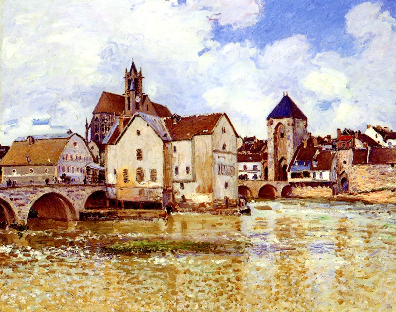 Alfred Sisley、モレシュルロワン、希少画集画、新品高級額、額装付 複製画A4(額無し) シスレー 全15種 マイクロファイバー製