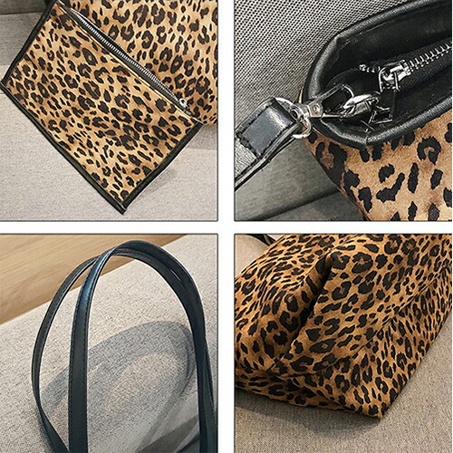 バッグ レオパード ヒョウ柄 大きめ トート おでかけ 肩掛け マザーズ