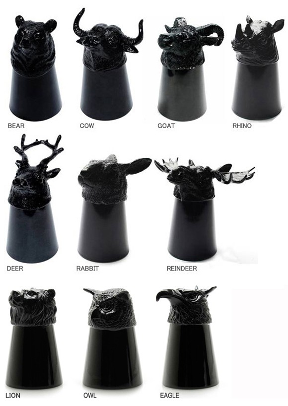 未使用]Animal Shot Glass Black ７点セット