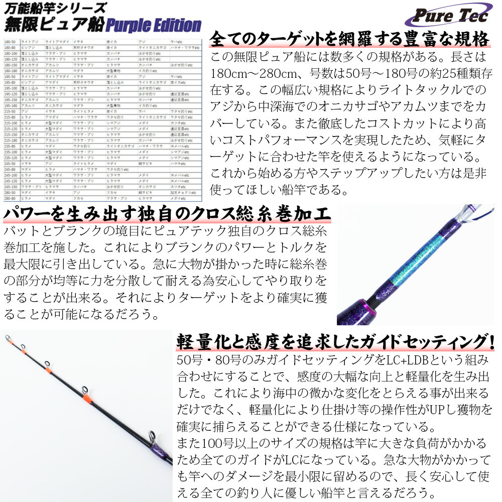 Gokuspe 18'無限ピュア船 180-120号 Purple Edition ブラック