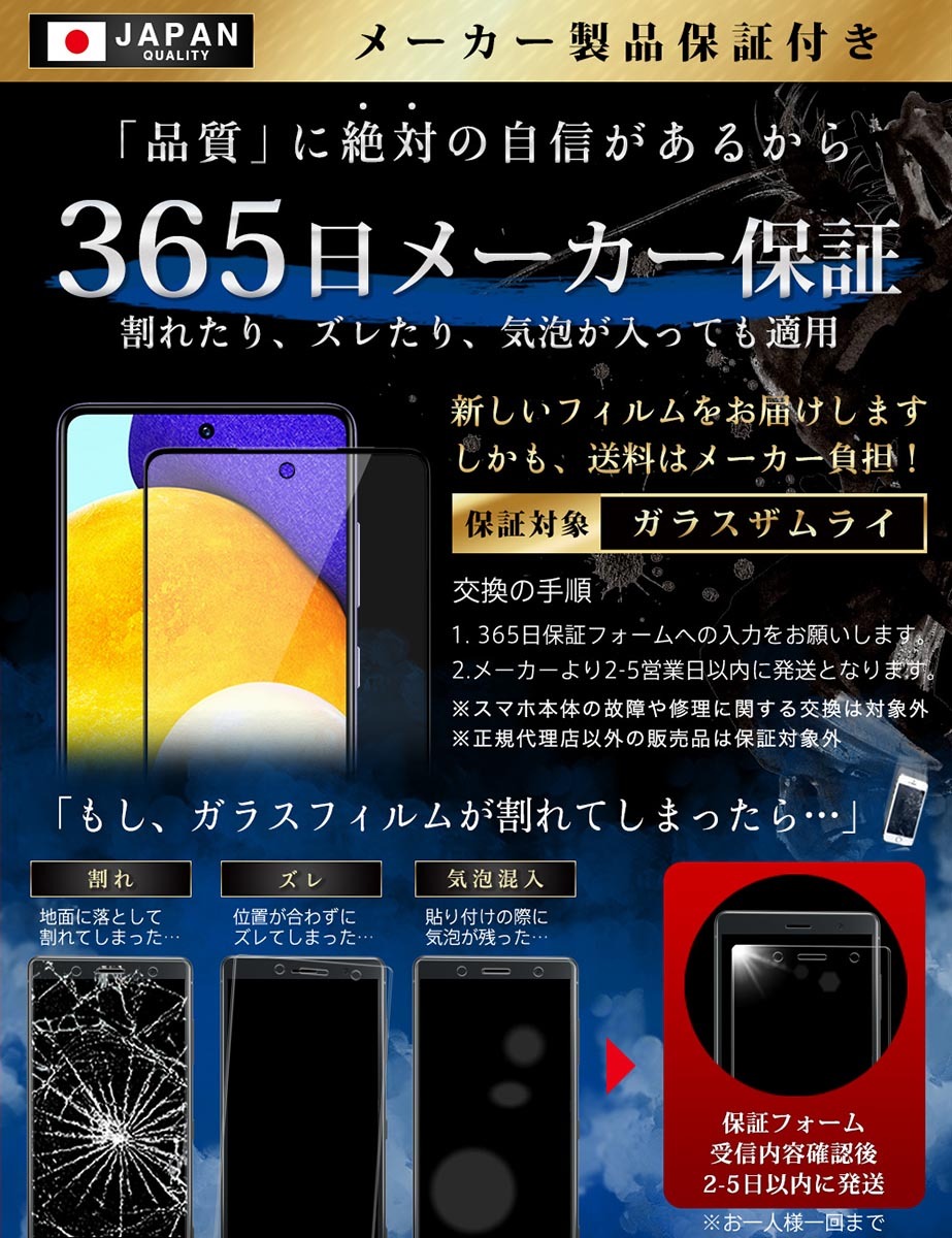 ガラスザムライ GALAXY A52 5G SC-53B ガラスフィルム 全面保護