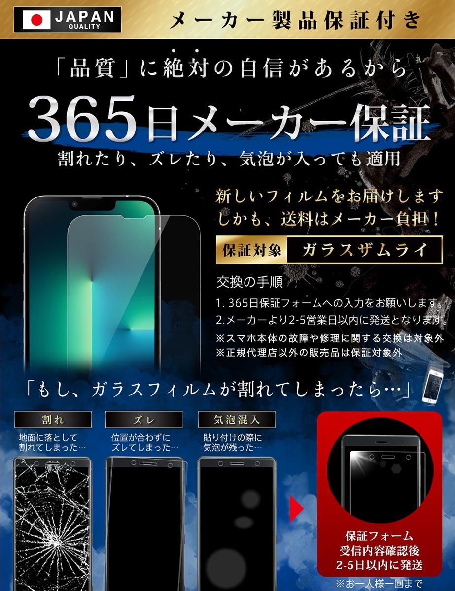 ガラスザムライ iPhone13 Pro Max ガラスフィルム 保護フィルム ブルー