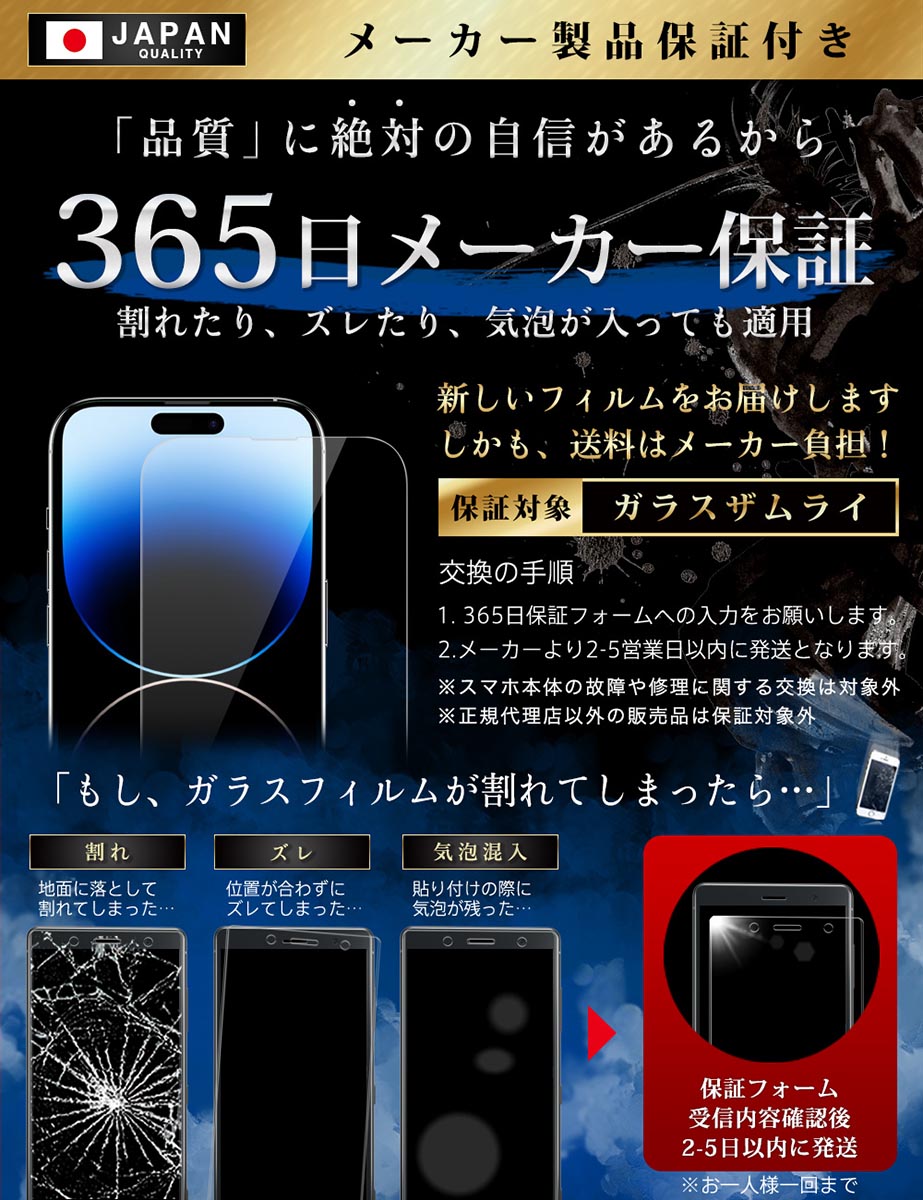 ガラスザムライ iPhone14 Pro Max ガラスフィルム 保護フィルム ブルー