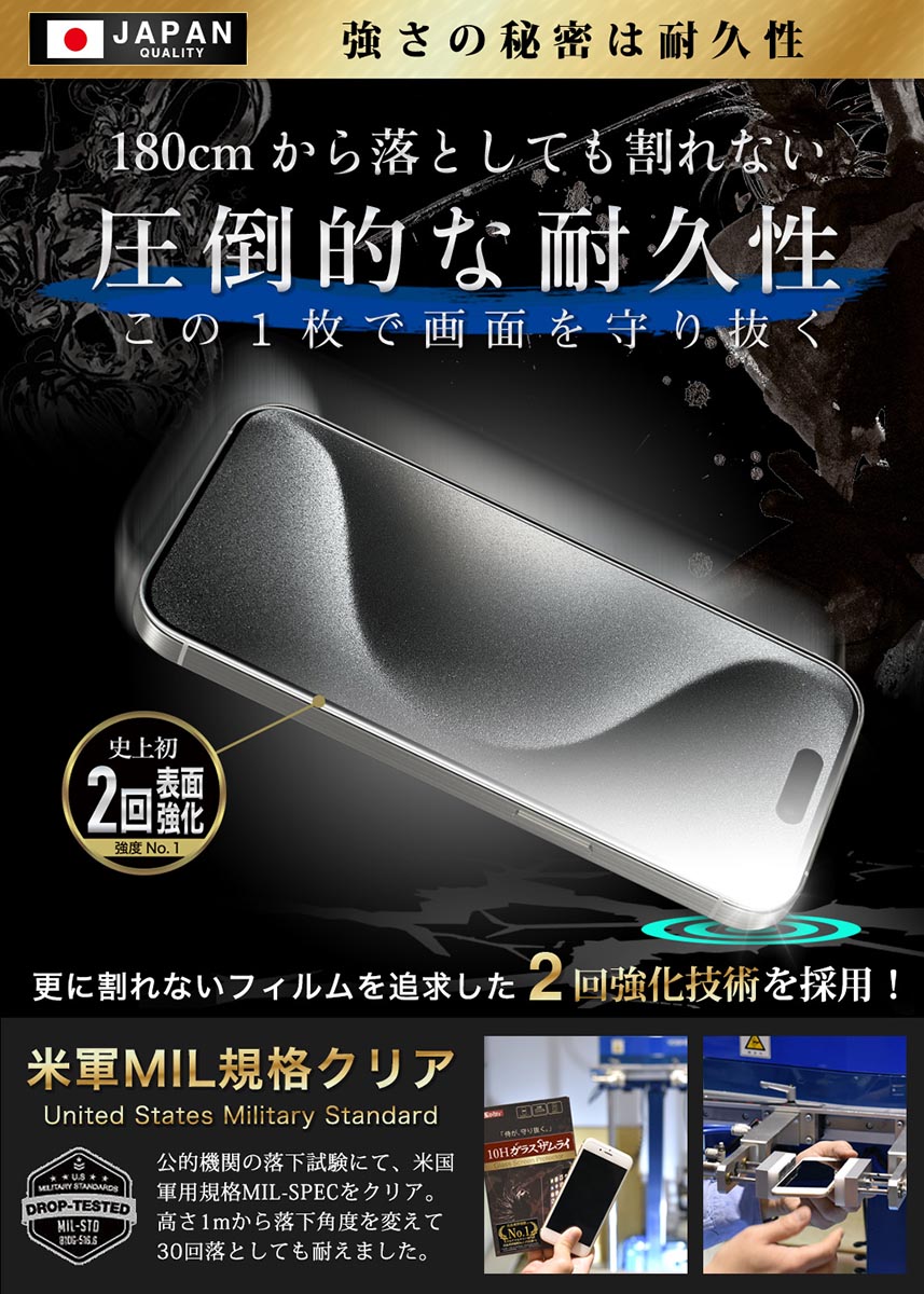 ガラスザムライ iPhone15 Pro Max ガラスフィルム 保護フィルム ブルー