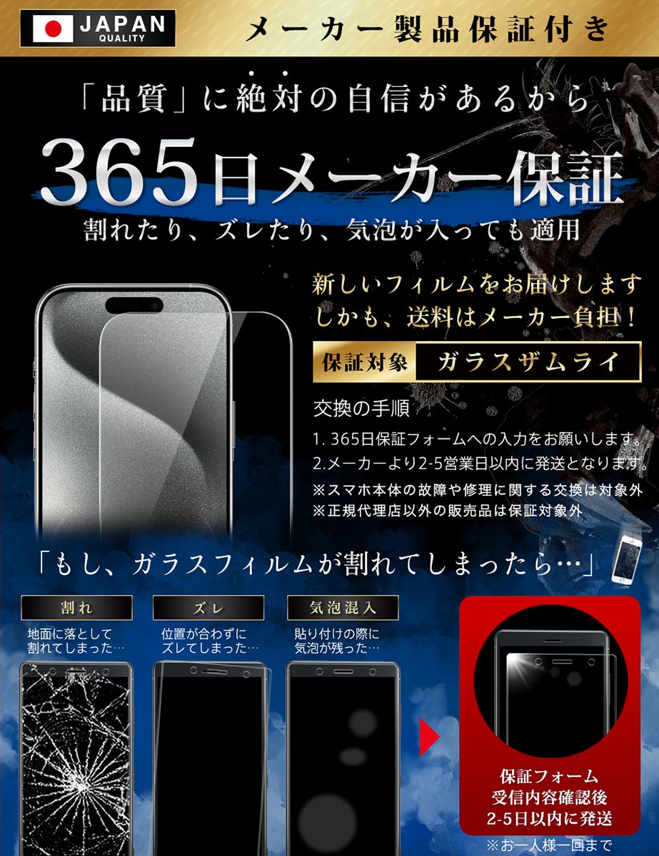 ガラスザムライ iPhone15 Pro Max ガラスフィルム 保護フィルム ブルー