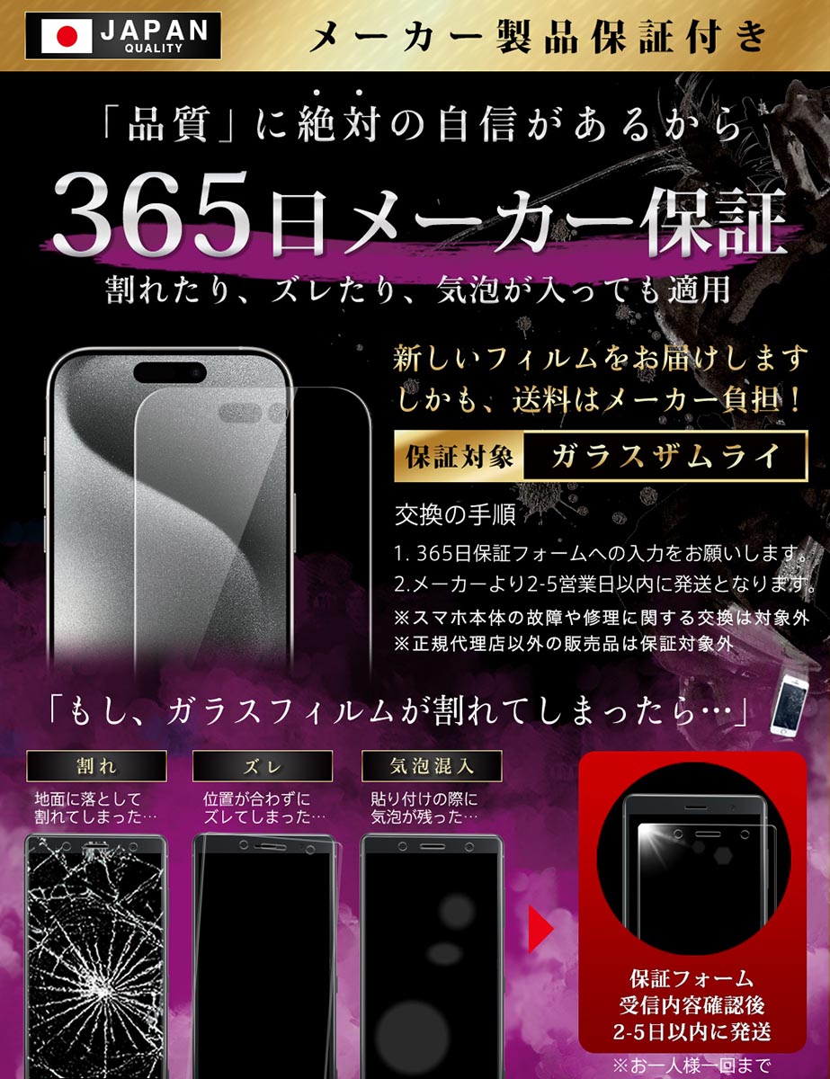 ガラスザムライ iPhone15 Pro Max ガラスフィルム 保護フィルム 覗見