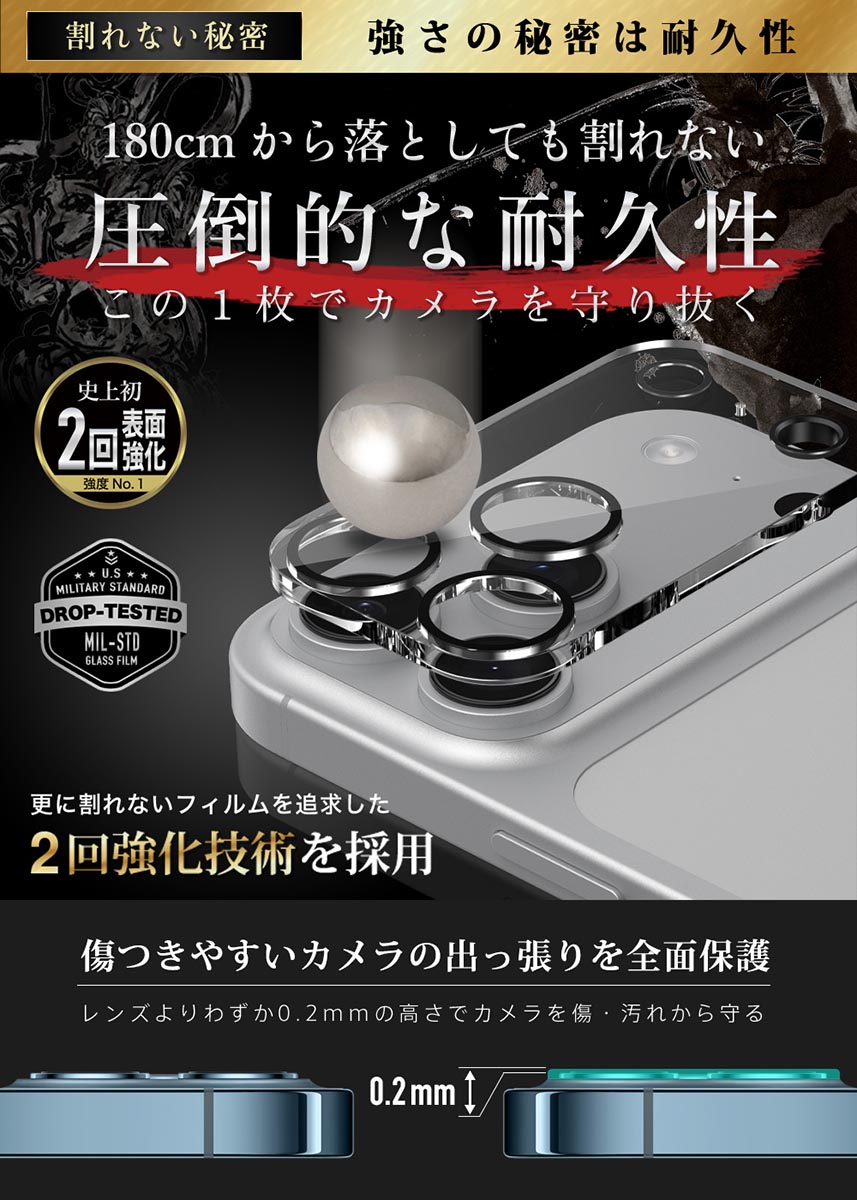 ガラスザムライ iPhone17 Pro Max カメラフィルム ガラスフィルム 全面