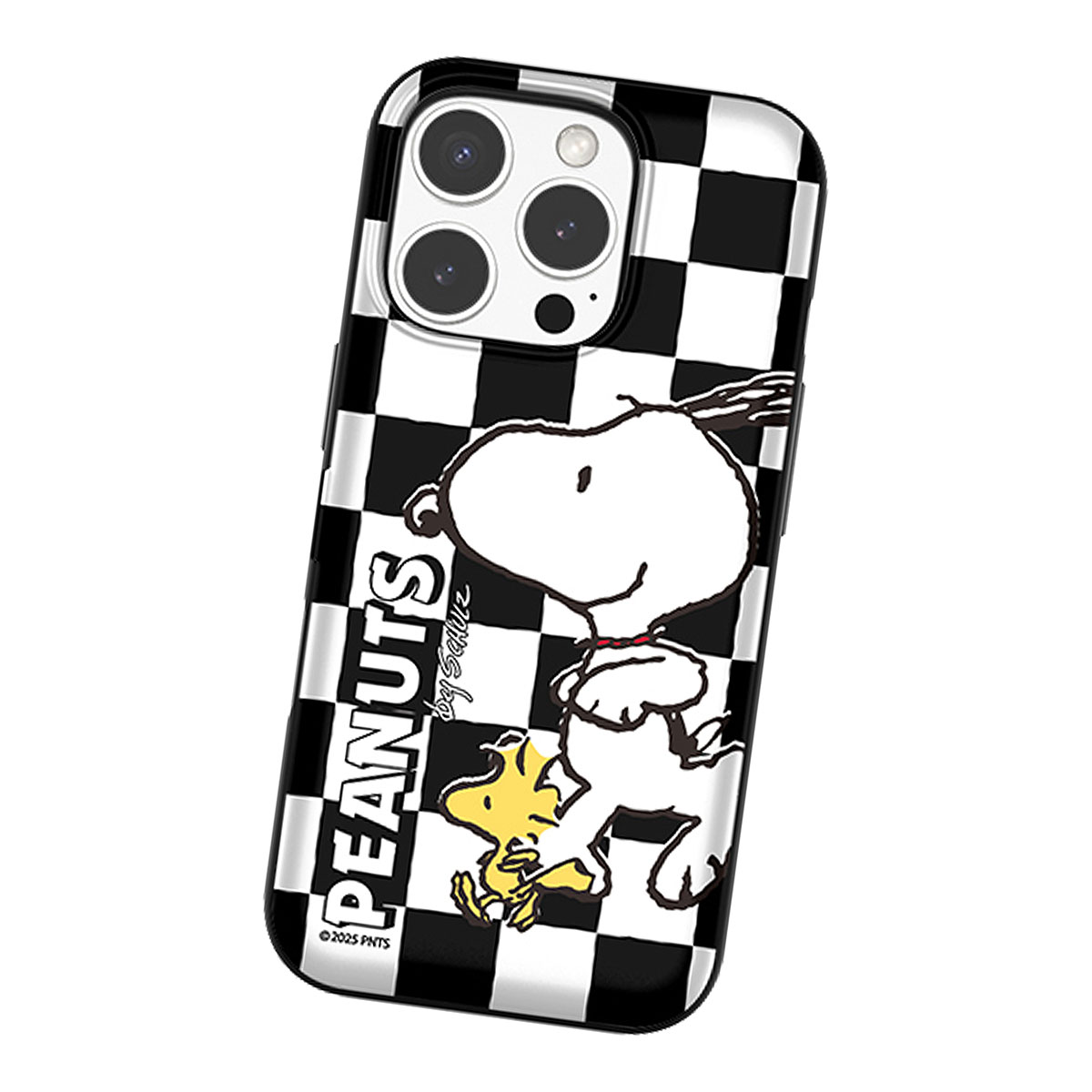 Snoopy Friends Run Pattern Card Door Bumper ケース iPhone 16e 16 Plus Pro Max 15 14 SE3 13 mini 12 SE2 11 8 7 | SNOOPY | 01
