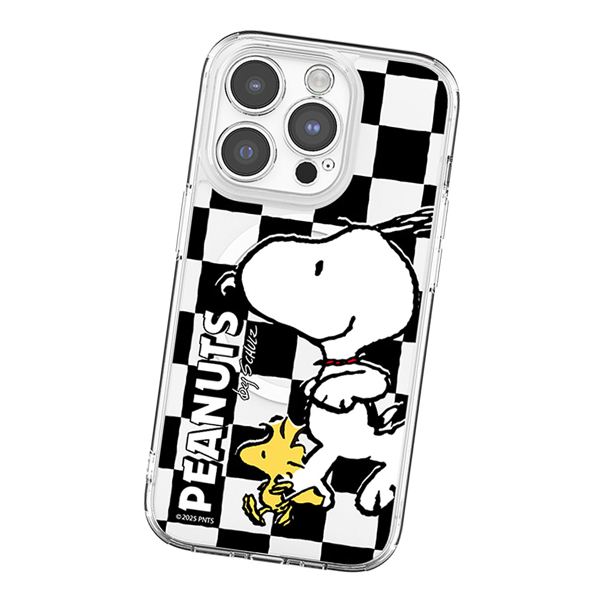 Snoopy Friends Run Pattern Lens Guard MagSafe ケース iPhone 16e 16 Plus Pro Max 15 14 13 mini 12 | SNOOPY | 01